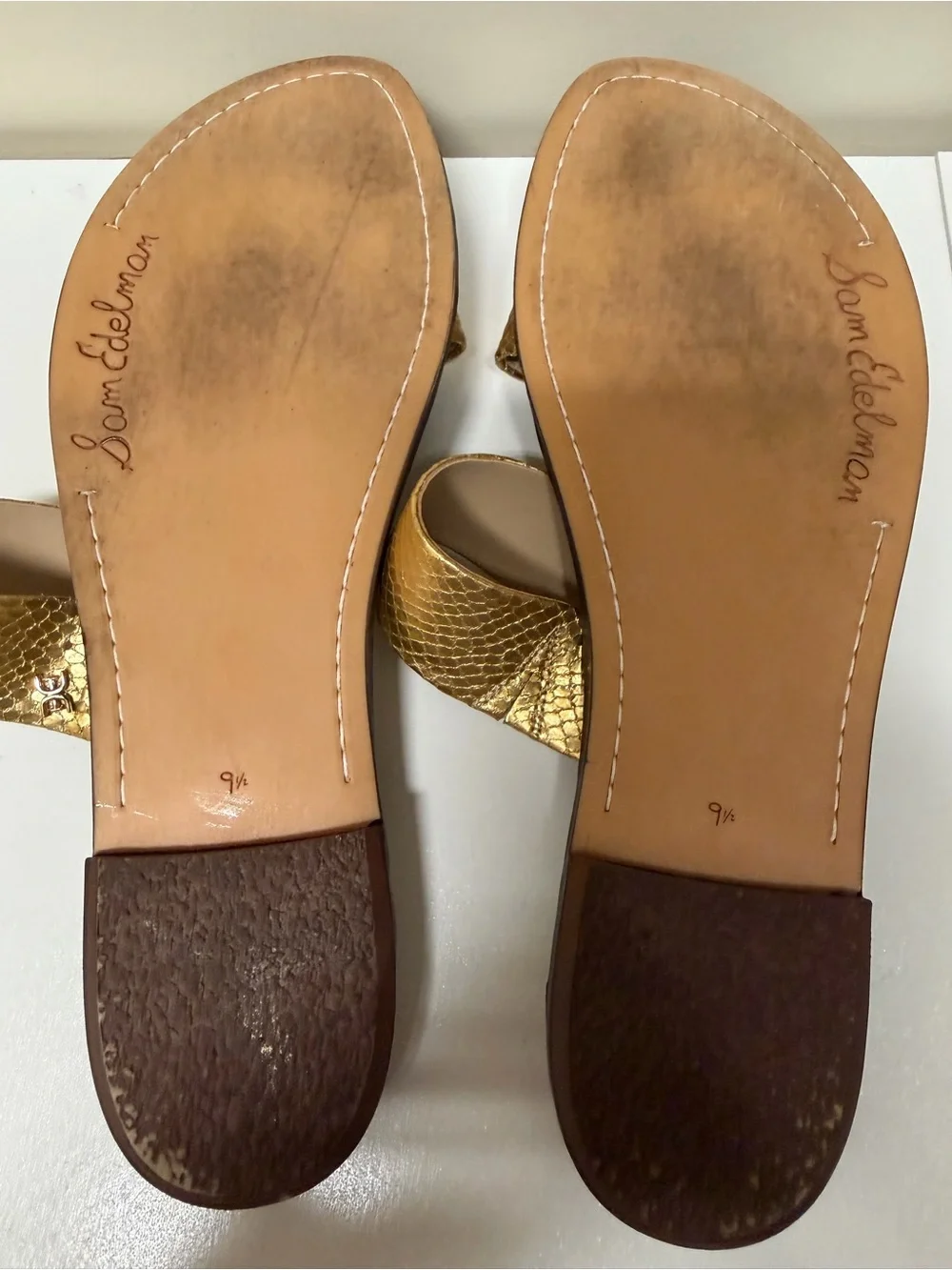 Sam Edelman Gold Double-Strap Slide Sandals
